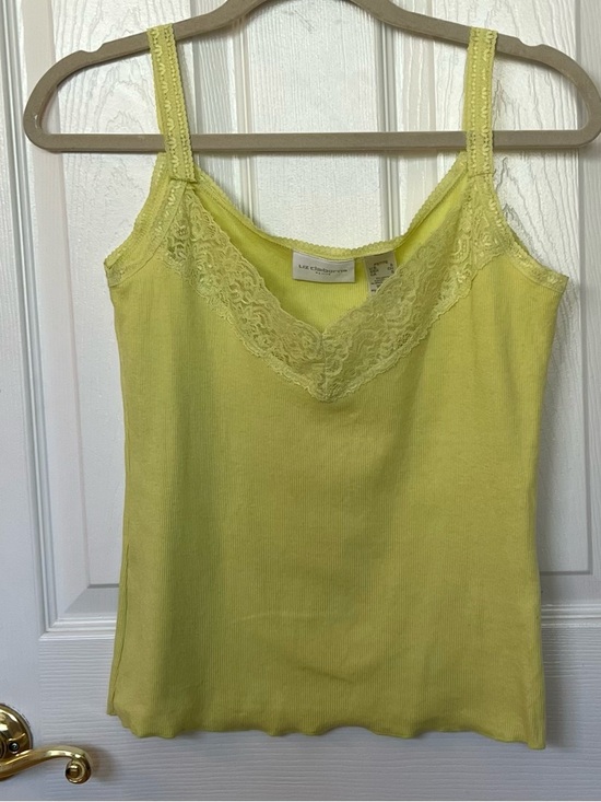 Liz Claiborne Tops - LIZ CLAIBORNE Lace Trim Spaghetti Strap Rib Camisole Tank LIME GREEN Sz PS